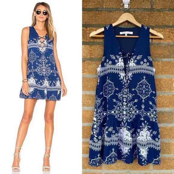 lovers + friends Temple Dress in Blue Temple Scarf small - Picture 1 of 13